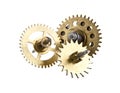 Gears from old clock isolated on white background Royalty Free Stock Photo