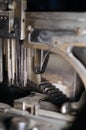 Linotype gears at newspaper shop Royalty Free Stock Photo