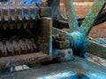 Gears of old machine, Rust Blue color