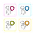 Gears - Outline Styled Icon - Editable Stroke - Colorful Vector Illustration - Isolated On White Background