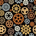 Gears pattern. Round shape technical circle shapes mechanical vector seamless background