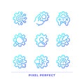 Gears pixel perfect gradient linear vector icons set
