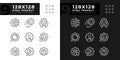 Gears pixel perfect linear icons set for dark, light mode