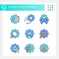 Gears pixel perfect RGB color icons set