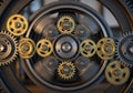 Gears are primarily yellow and silver, indicating materials like brass Royalty Free Stock Photo