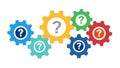 Gears with Question Marks Icon, Problem Solving, Complex Issues, vector design Generative AI Royalty Free Stock Photo
