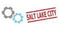 Gears Recursion Mosaic of Gears Icons and Textured Salt Lake City Seal Stamp