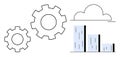 Cloud Integration with Data Analytics and Operations Mechanism Visualized with Gears and Chart Royalty Free Stock Photo