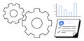 Workflow optimization concepts with gears, progress chart, checklist, and user profile elements Royalty Free Stock Photo