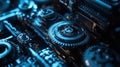 Gears rotating smoothly in complex futuristic engine