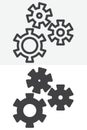 Gears settings preferences line and solid different style vector icon set Royalty Free Stock Photo