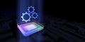 Gears Symbolizing Automation and Mechanical Efficiency Illustrated on a Processor, Business and Technology Concept