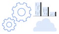 Gears, Cloud, and Bar Graph Representing Technology, Data Analytics, and Cloud Computing Concepts Royalty Free Stock Photo