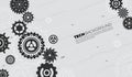Gears tech background. Conceptual mechanics, gear elements banner. Technology or science, digital circuit design Royalty Free Stock Photo