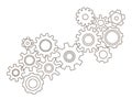 Gears vector set in hand drawn style. Goal, Planning, idea concept doodle illustration. Sketch gear infographic elements Royalty Free Stock Photo