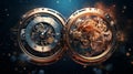 Gears of a watch and a swirling galaxy