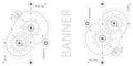 Technical drawing of gears .Gears on a white background .Rotating mechanism of round parts . Vector illustration.