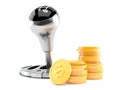 Gearshift with stack of coins