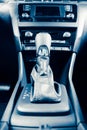 Gearstick of speed shift selector in automatic transmission car Royalty Free Stock Photo