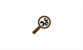 Gearwheel with magnifier glass outline flat icon. Single quality outline logo search symbol for web design or mobile app