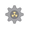 Gearwheel with radiation sign icon. Simple outline colored vector of sustainable energy icons for ui and ux, website or mobile