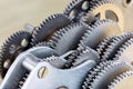 Gearwheels as machinery details. industrial mechanism closeup.