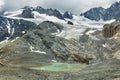 Gebroulaz Glacier and lagoons in Vanoise national park, France Royalty Free Stock Photo