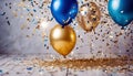 Geburtstag oder Hintergrund Ballons Gratulation Einladung Konfetti als Goldene confetti auch Weihnachten zum zur Gru?karte eine