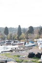 Gebze - Eskihisar village. Ferries and boats in the sea. Seaside town