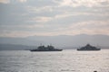 Gebze - Eskihisar village. Ferries and boats in the sea. Seaside town