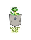 Pocket Snek â Funny Cute Snake in Pocket Reptile Royalty Free Stock Photo