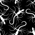 Gecko Lizard Weird Animal Seamless Pattern Vector Design on Black Background