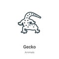 Gecko outline vector icon. Thin line black gecko icon, flat vector simple element illustration from editable animals concept Royalty Free Stock Photo