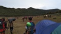 Gede mount Indonesia on April 20, 2019 the climbers were cleaning up their trash and getting ready to go home