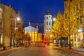 Gediminas prospect at night, Vilnius, Lithuania