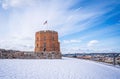 Gediminas Tower in Vilnius in Winter Royalty Free Stock Photo