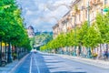 Gedimino prospektas (Gediminas Avenue) is the main street with church of our lady of the sign at its end in