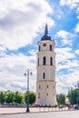 Gedimino prospektas (Gediminas Avenue) street with belfry of the cathedral in Vilnius, Lithuania...IMAGE Royalty Free Stock Photo