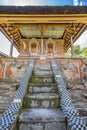 Gedong Kemoning Pavilion Wrapped in Poleng Cloth at Pura Penataran Sasih temple. Tampaksiring, Blahbatuh, Bali Indonesia