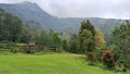 Gedong Songo temple on a sunny morning with a mountain view