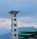 Gedu concrete Tower, a typical bhutanese style tower in the small town Gedu, Bhutan