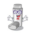 Geek asthma inhalers in cartoon medicine box