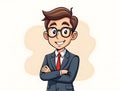 Geek Boy Character Mascot with Nerdy Style for Marketing, Branding, and Printing