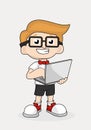 Geek Boy with laptop Character