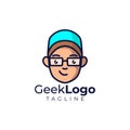 Geek cartoon mascot logo template Royalty Free Stock Photo