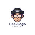 Geek cartoon mascot logo template Royalty Free Stock Photo
