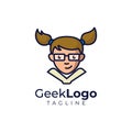Geek cartoon mascot logo template Royalty Free Stock Photo