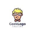 Geek cartoon mascot logo template