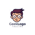 Geek cartoon mascot logo template Royalty Free Stock Photo
