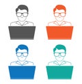 geek character with laptop
